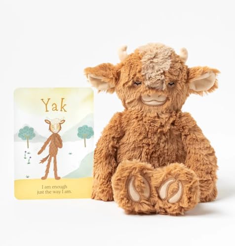 Slumberkins 14" Yak Kin Plush & Affirmation Card Bundle | Promotes Self-Acceptance & Positive Self-Talk | Social Emotional Tools for Boys & Girls