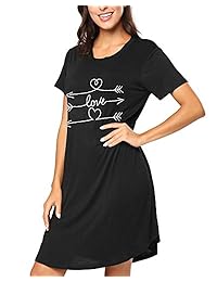 Camisa de dormir para dama (algodón, manga corta, cuello redondo, talla S-XXL)