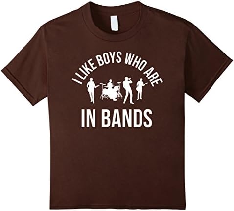unisex-child I-Like-Boys Who'-Are In-Bands,Funny,Girls T-Shirt 12 Brown