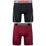 adidas Men's Sport Performance Climacool 9-Inch Midway Underwear (2-Pack), (Black/Grey)/(Real Red/Black), Small