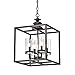 Jojospring La Pedriza 4-Light Antique Black Lantern Chandelier with Clear Glass Cylinders