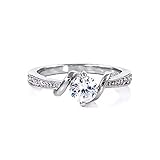 Entwined Love: 0.71ct Brilliant-cut Ice on Fire CZ Promise Engagement Ring 925 Silver, 3066