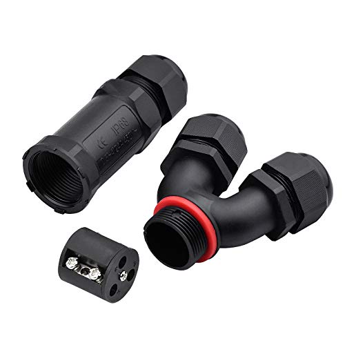 2 Stück Kabelverbinder Wasserdicht IP68 3 Polig Y-Form für Ø6-12 mm Kabeldurchmesser Verteilerdose Außen Erdkabel… – Bild 5