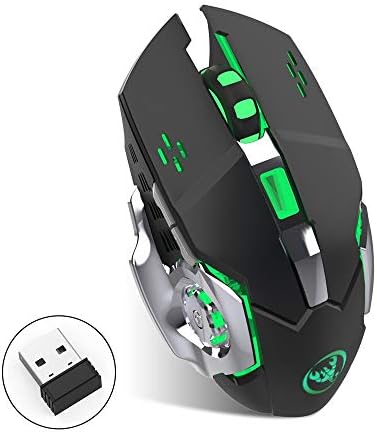 HAHAP Wireless Mobile Optical Mouse,HXSJ M70GY Ergonomic Wireless Gaming Mouse with 5 Buttons+USB Receiver Backlight,PC,Computer,Chromebook,MacBook,Notebook.