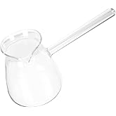 Angoily 450ml Glass Turkish Coffee Pot - 15oz Borosilicate Cezve Ibrik Briki for Electric Stovetop - Clear Milk Warmer and Butter Melter with Side Handle and Spout