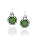 Antique Style Round Green Aventurine Gemstone Earrings with Ornate Floral Design and Secure Backs