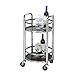 Serving Trolley, Kitchen Cart, Tea Wagon, Stainless Steel Serving Cart, Chic Rolling Kitchen Trolley with Glass Finish -Tool cart (Color : Stainless Steel+Flash Gold Glass)
