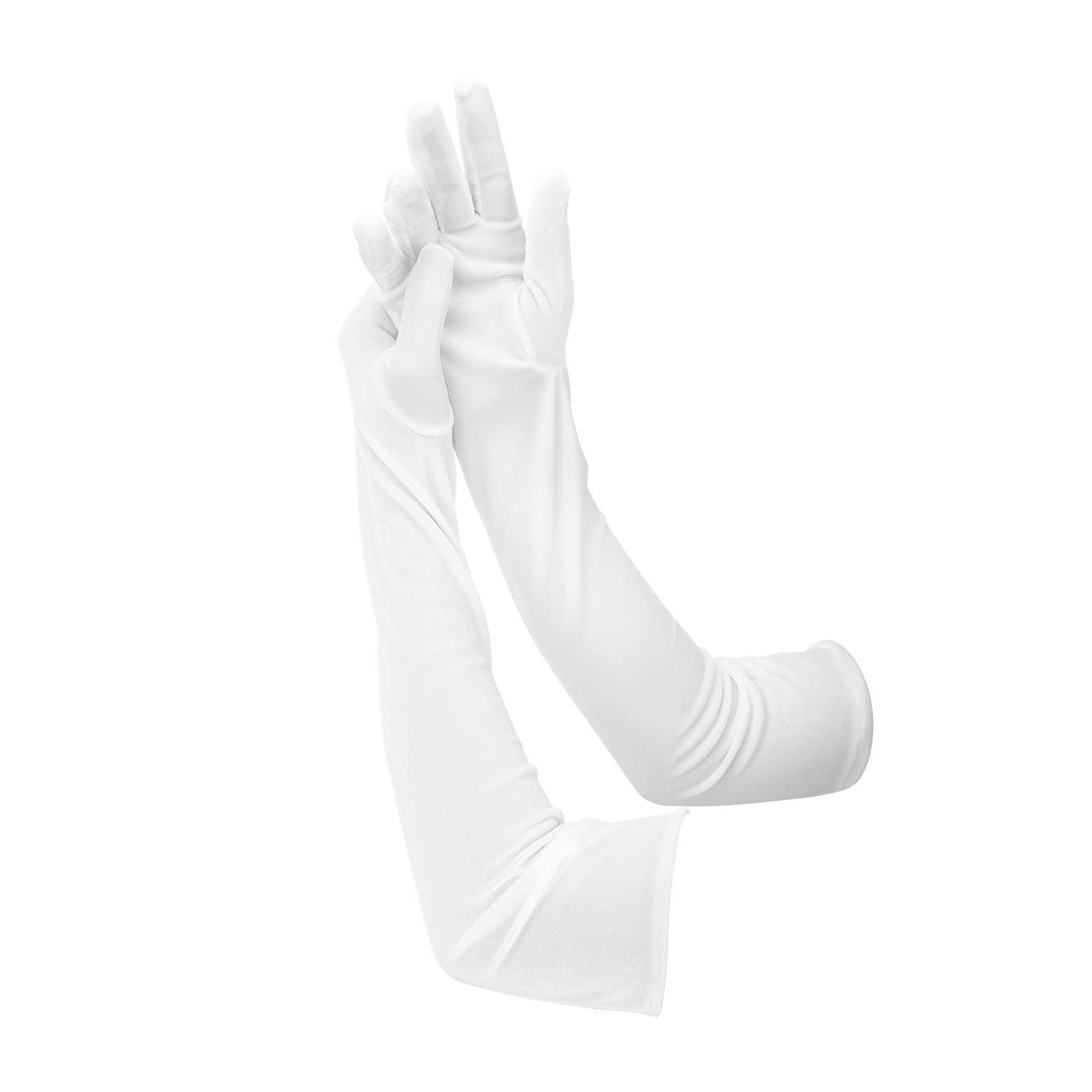 Photo 1 of *OFF WHITE* KINBOM Opera Gloves for Women, Velvet Stretchy Elbow Length Gloves Evening Party Dance Gloves Long Opera for Women (OFFWhite)