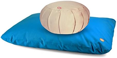 Pure Life Kapok-Filled Meditation - Zafu and Zabuton Kapok-Filled Meditation Cushion Set and Yoga Props | Cotton/poly Cover | Cream, Royal Blue