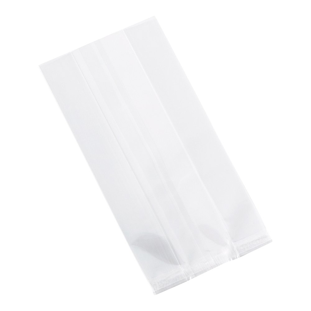 Restaurantware Bag Tek 4 x 2.3 x 8 Inch Gusset Bags 100 Heat Sealable Candy Bags - Food Safe Package Popcorn or Cookies Clear Plastic Treat Bags For Party Favors Snacks or Baked Goods