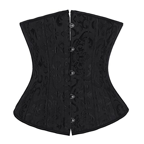 Tinglu Womens Underbust Corset Tops Plus Size Lingerie Belt Black