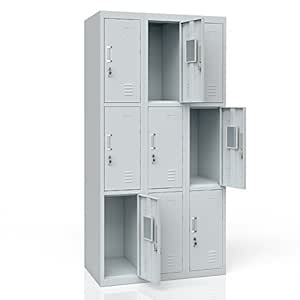 Armario casillero bajo llave de metálico ropero Color: gris claro / 9