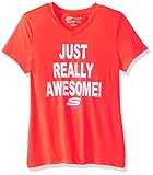 Skechers Big Girls' Sport Short Sleeve T-Shirt, Fiery Coral, Small