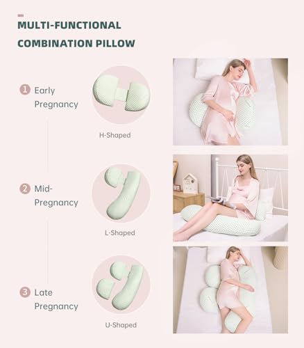 Oternal Pregnancy Pillow for Pregnant Women, Soft Pregnancy Body Pillow, Support for Back, Belly, Hips, Legs, Maternity Pillow with Detachable and Adjustable Pillow Cover