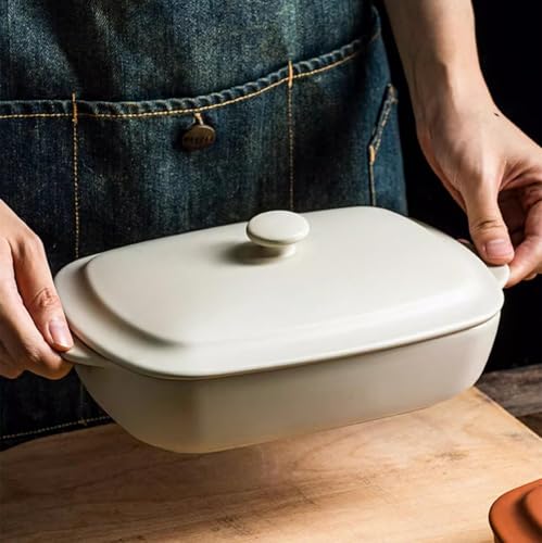TUSIMI Ceramic Casserole Dish with Lid,33oz Covered Rectangular Baking Dish with Lid,Deep Casserole Cookware Bakeware,Oven Safe and Dishwash Safe