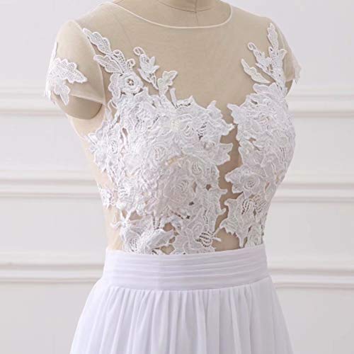 Chady Chiffon beach wedding dress 2016 lace back long tail wedding gowns bride dresses for weddings(White 14)