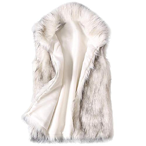 ShenPr Women Punk Faux Suede Ethnic Sleeveless Tassels Fringed Solid Vest Cardigan Coat (Fu_White, XL)