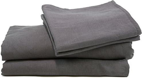 100% Linen Sheet Set Queen in Dark Gray Made from Premium French Flax and Stonewashed in Classic Vintage Style