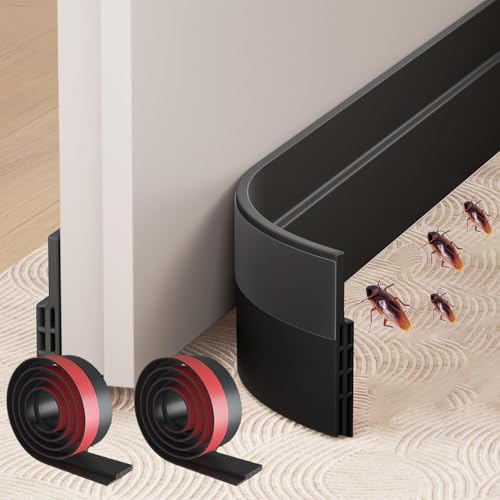 2 Pack Door Seal Strip, Under Door Draft Stopper, Adjustable Weather Stripping Seal for Cold Insulation, Bottom/Under Sweep for Exterior & Interior Doors, Seal Blocker Noise, 2" W x 39" L (Black)