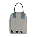 Fluf Zipper Lunch Bag | Reusable Canvas Lunch Box for Women, Men, Kids | Organic Cotton Meal Tote | (Grey Midnight)