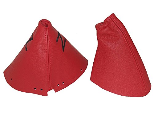 FITS NISSAN 350Z 2002-2008 SHIFT & E BRAKE BOOT RED LEATHER BLACK "Z" EMBROIDERY