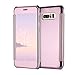 For Samsung Galaxy Note 8 2017 Mirror Case,Shinetop Slim Fit Metal Electroplate Plating Smart Clear View Window Case Flip PC Hard Cover 360 Degree Full Body Shockproof Protective Skin Cover -Rose Gold
