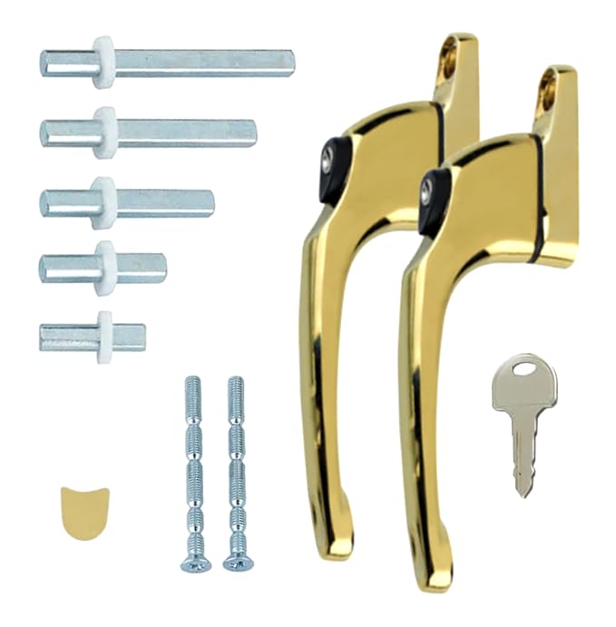 FixRello PVC Window Handles for uPVC Windows - Handle for uPVC Windows and Double Glazing (2, Gold)