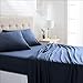 Amazon Basics Deluxe Microfiber Striped Sheet Set, Navy Blue, 4 pieces Queen