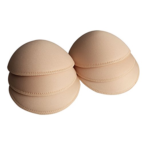 TopBine 3 pairs Round Soft Bra Inserts Pads Removable Sport Bra Cups inserts Mastectomy Bra Inserts For Bikini Top Swimsuit (A/B beige)