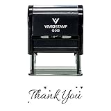 Thank You w/Stars Self Inking Rubber Stamp (Black Ink) - Medium