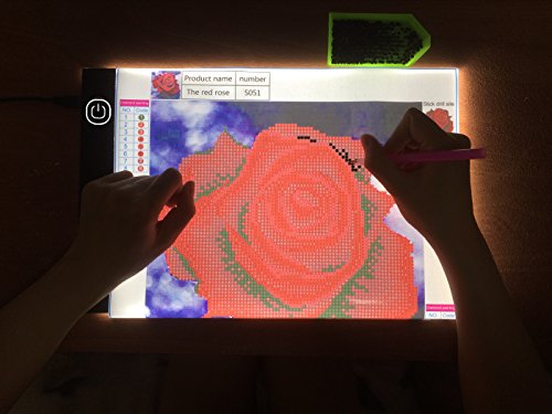 A4 Portable LED Light Tablet Pad Ultrathin 0.14in Apply to 5D Diamond Painting & DIY Oil Paint by Number Kit Cross Stitch Crystal Rhinestone Embroidery - Thumbnail 2