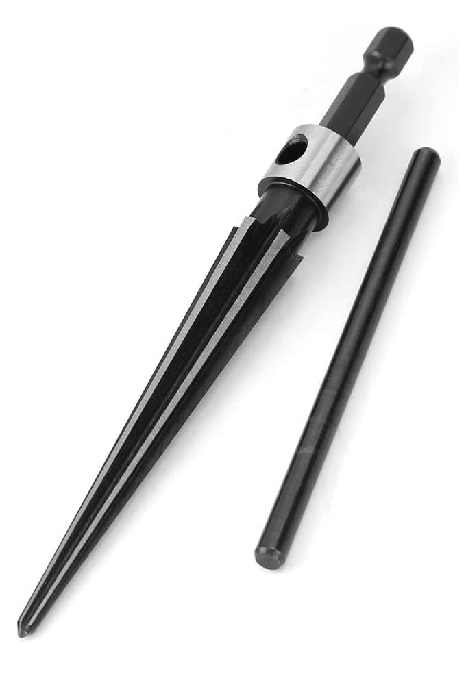 Fixinus T-Shape Handle Taper Reamer, 3-13mm (1/8''-1/2'') Bridge Pin Hole Hand Held Tapered Reamers 6 Fluted Chamfer Reaming Guitar Woodworker Luthier Tool