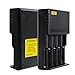 CR123A Rechargeable Battery And 4-Slots Universal Battery Charger, Veeki 16340 RCR123A 3.7V 650mAh Protected Li-ion 16340 Batteries 10Packs for High Drain Device (4S+10Battery)
