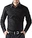 PAUL JONES Men's Black Casual Button Down Shirt Slim Fit Dress Shirts (S)