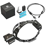 Brightest Rechargeable LED Headlamp Flashlight: Titan Super Bright Water Resistant Military Grade Aluminum Torches for Night Fishing Camping Hiking or Running - Includes USB Car & Wall Charger