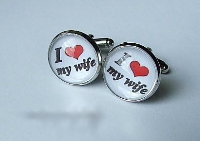 "I Love My Wife" Cufflinks,Love Heart Cufflinks,Wedding Cufflinks,Handmade Cufflinks,Glass Round Silver Cufflinks,Shirt Cufflinks,Men Cufflinks,Special Style,