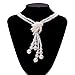 Haluoo Luxurious Multilayered Pearl Statement Necklace,Chunky Freshwater Pearl Knot Pendant with Long Pearl Chain Tassel Choker Necklace for Women Wedding Jewelry Dinner Dress Accessories (White)thumb 2