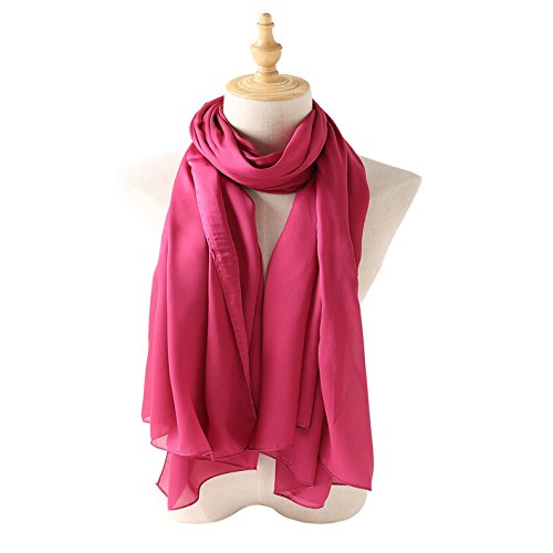 Bellonesc Silk Scarf 100% silk Long Lightweight Sunscreen Shawls for Women (rose red)