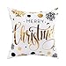 BLEUM CADE Pack of 4 Merry Christmas Pillow Cover Snowflakes and Happy New Year Decorative Pillow Cases Polyester Peach Cushion Case for Christmas Gift Bed Sofa Couch Decoration