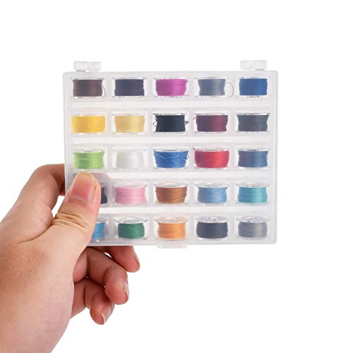 Bobbins and Sewing Threads with Case 25 Pcs Sewing Machine Bobbins for Brother Singer Babylock Janome Kenmore (Assorted Colors)