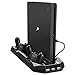 PECHAM Vertical Stand for PS4 Slim / PS4 with Cooling Fan, for Playstation 4/Slim Console, Dual Controller Charge Station, 3 HUB Port (Not for Pro) primary