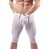 Tonsee Men's Fashion Sports Sexy Compression Base Layer Shorts Pants Underwear (M, White)