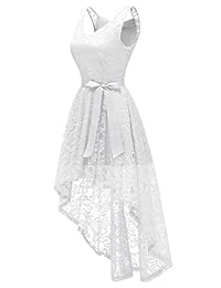 BeryLove Vestido de dama de honor con encaje floral, cuello en V, vestido formal para cóctel