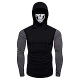 Toimothcn Mens Skull Mask Pure Color Pullover Long