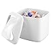 mDesign Small Mini Plastic Modern Laundry Storage Organizer Bin with Swing Lid for Utility Room Countertop, Tabletop - Store Laundry Detergent, Laundry Pods, Fabric Softener, Clothes Pins - White
