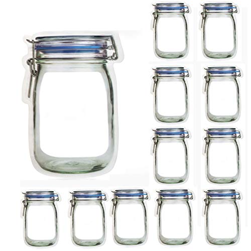 Enkrio 24 Pack Mason Jar Zipper Bags, Reusable Ziplock Snack Food