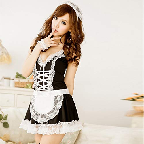 YFancy Hot Fashion Maid Women Sexy Lingerie Sexy Perspective Underwear Lovely Female Lace Bowknot Erotic Sleepwear Black
