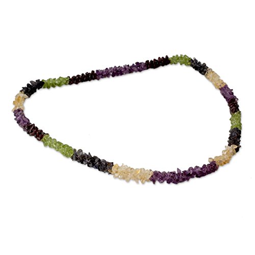 NOVICA Multi-Gem Amethyst Beaded Necklace 'Flower Garland'