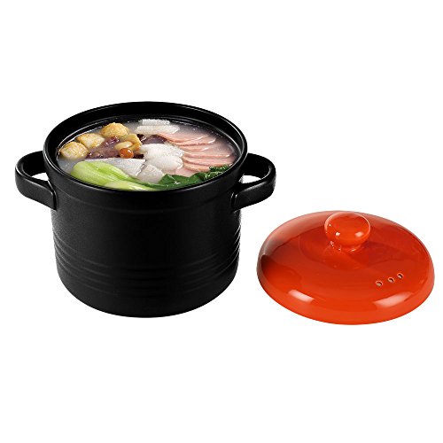 Click Here to See More Images Baoyouni Hard Porcelain Enamel Nonstick Covered Round Casserole,3.3 Quart,(Cayenne Red)