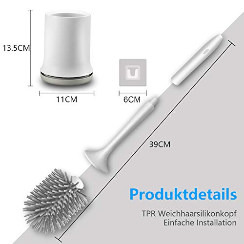 aifulo Toilettenbürste,WC-Bürsteund Behälter,Handgriff ist abnehmbar und schnell trocknendem Haltersatz,Wandmontage & Stehen für Badezimmer Toilette und Gäste-WC (Grau)